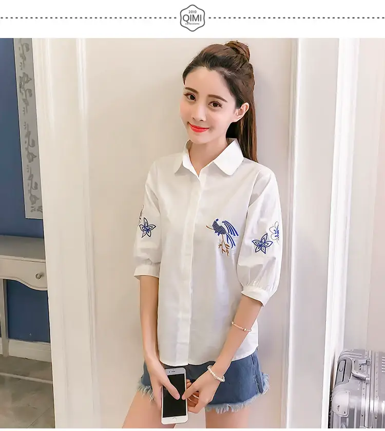 2025 Korean Style Embroidered Cotton Shirt for Women — feature 13