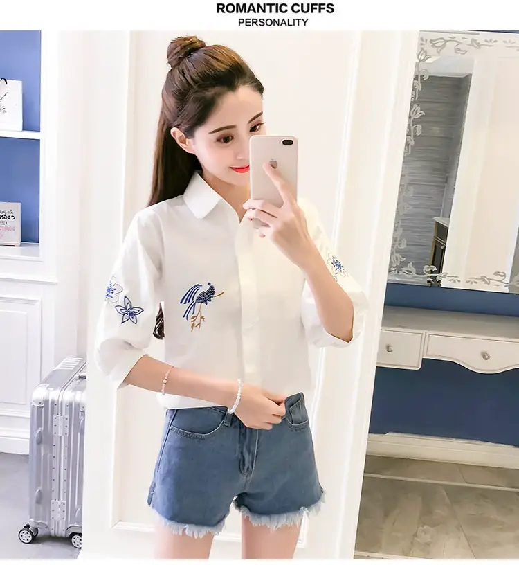 2025 Korean Style Embroidered Cotton Shirt for Women — feature 14