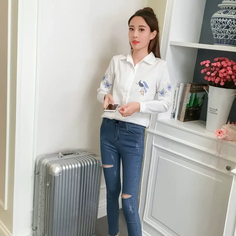 2025 Korean Style Embroidered Cotton Shirt for Women — feature 15