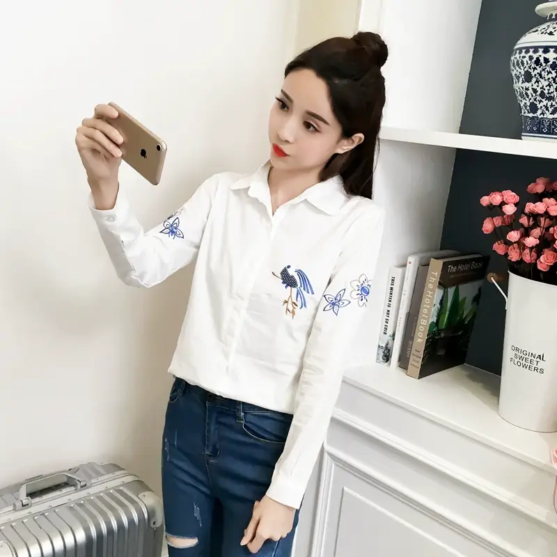 2025 Korean Style Embroidered Cotton Shirt for Women — feature 16