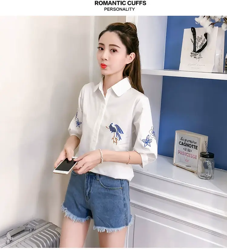 2025 Korean Style Embroidered Cotton Shirt for Women — feature 17