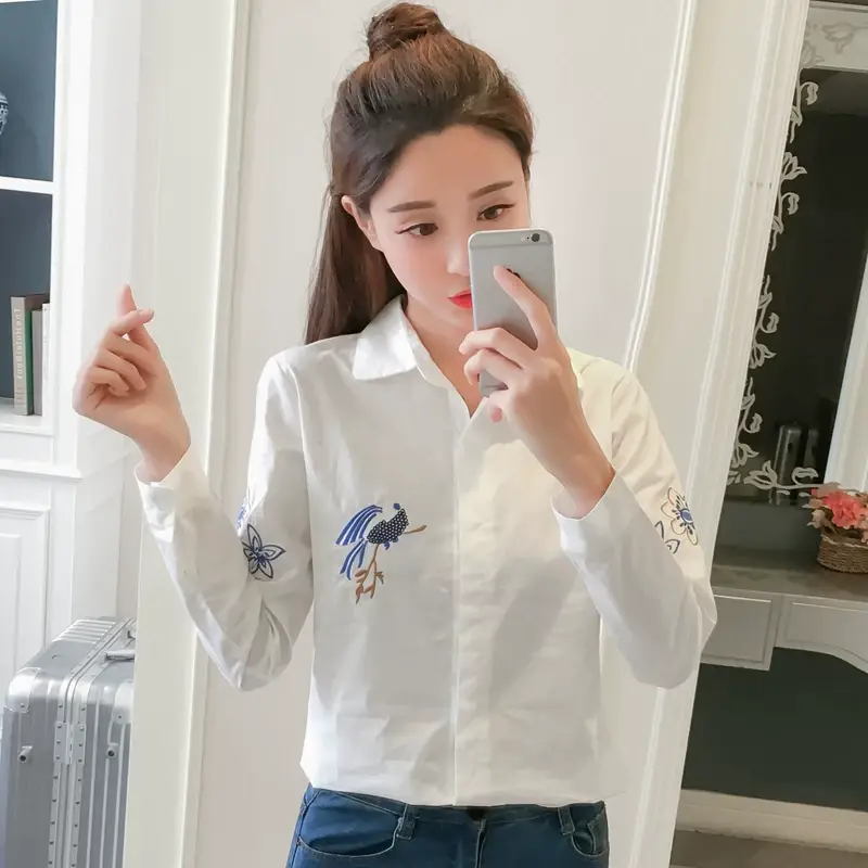 2025 Korean Style Embroidered Cotton Shirt for Women — feature 5