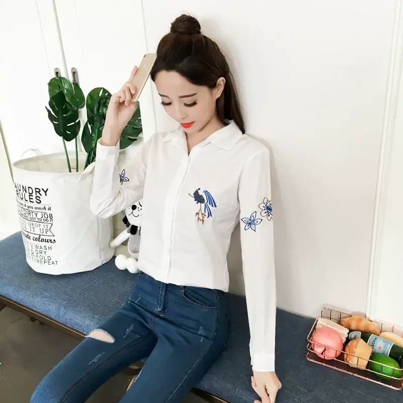 2025 Korean Style Embroidered Cotton Shirt for Women — feature 9
