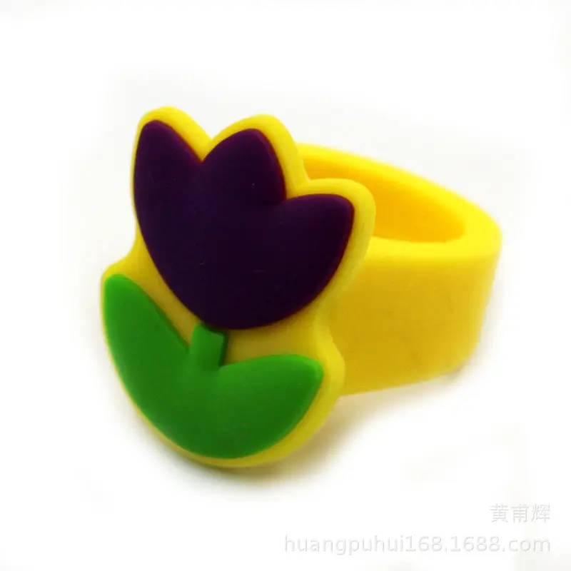 Eggshell Flower Ring Yellow Purple Green - Image 3
