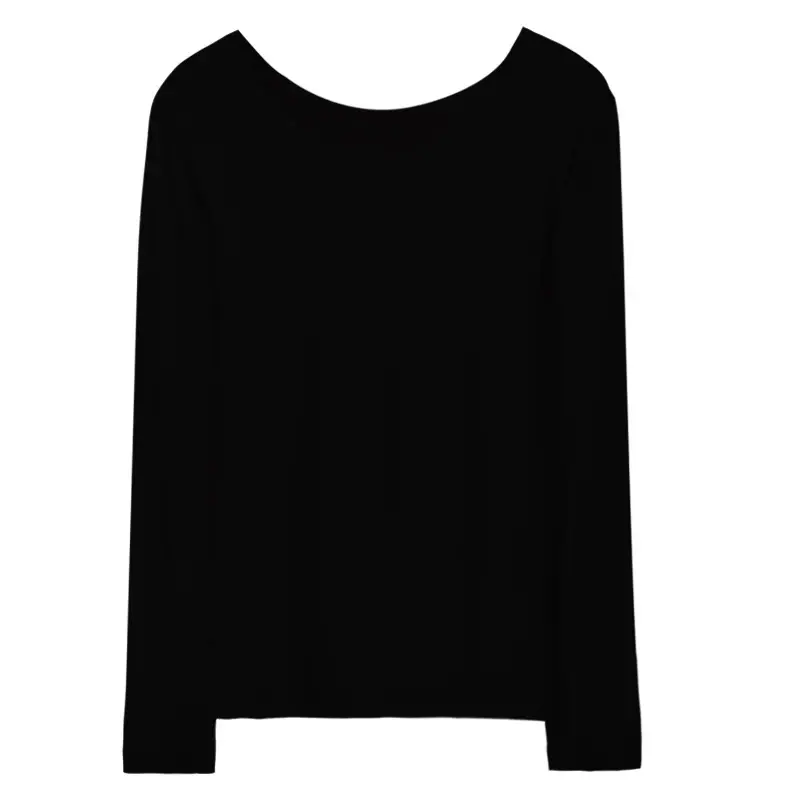 Women's Long Sleeve Modal T-Shirt Beige Round Neck