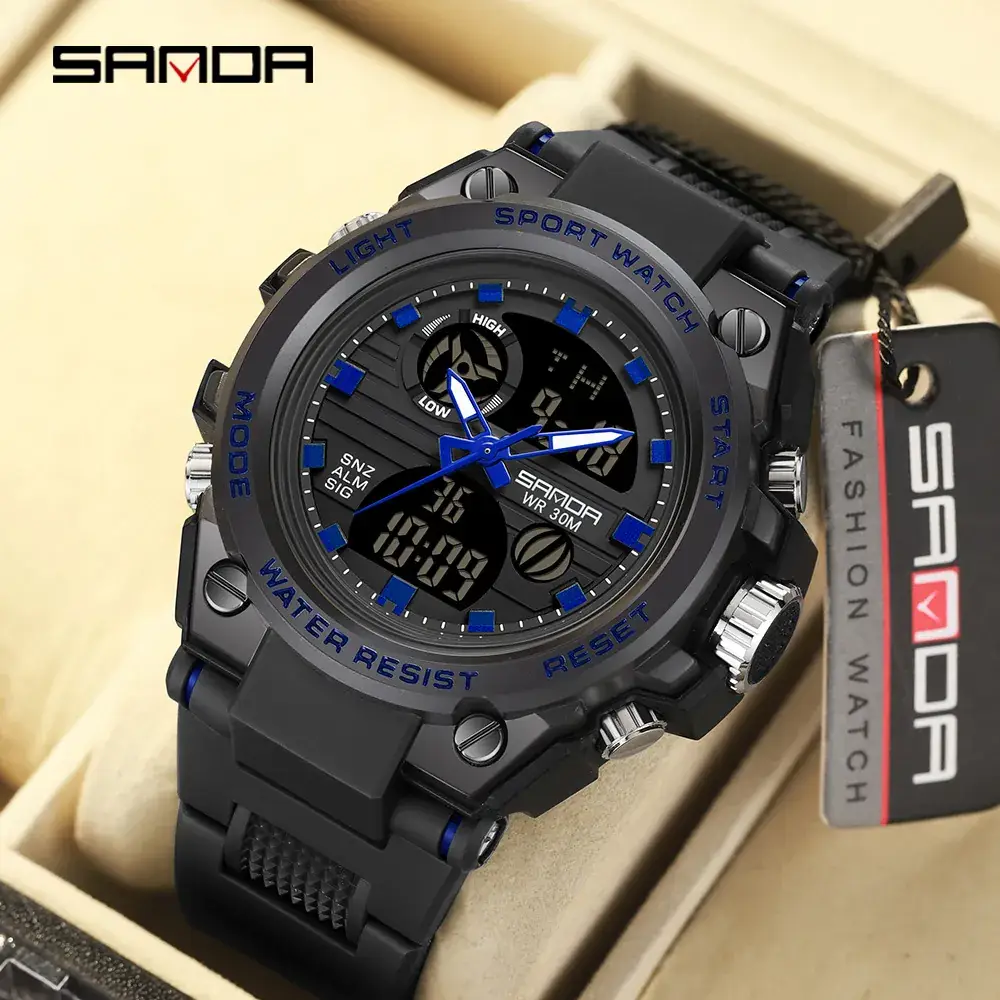 Sanda Special Forces Men's Green Digital Watch with Dual Display - Image 61