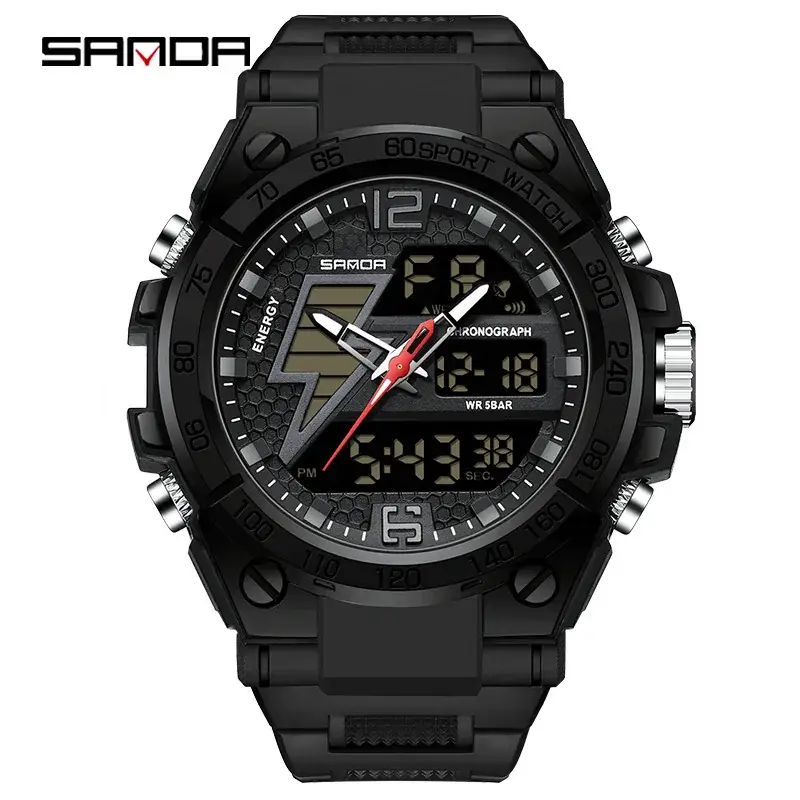 Sanda Special Forces Men's Green Digital Watch with Dual Display - Image 53