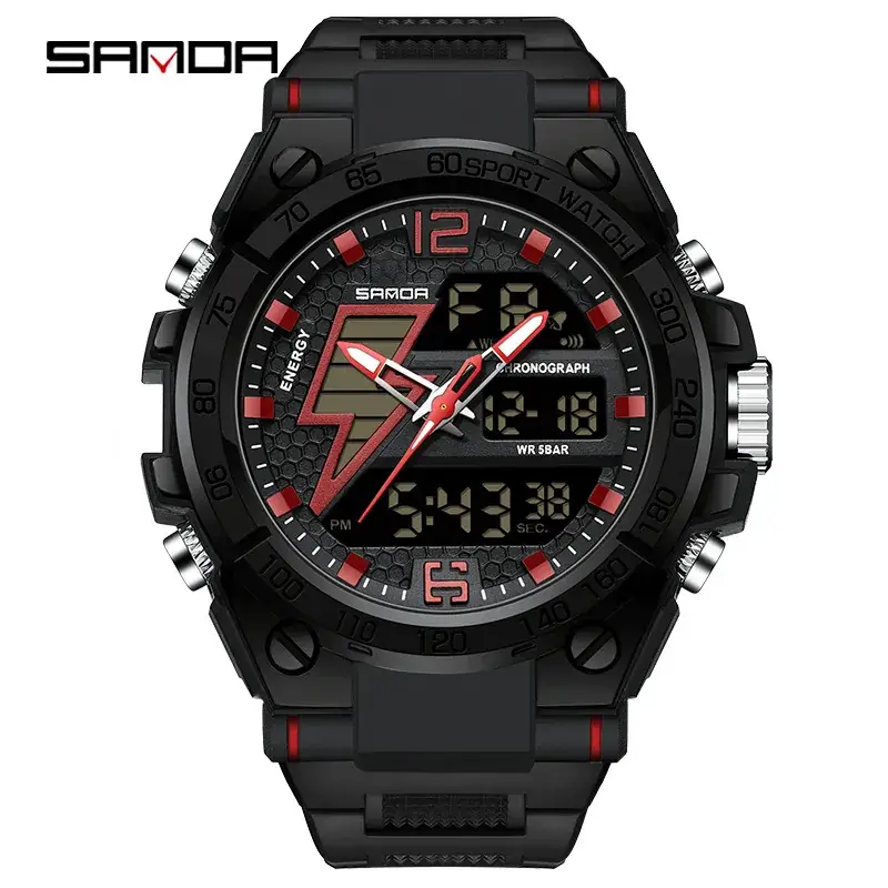 Sanda Special Forces Men's Green Digital Watch with Dual Display - Image 54