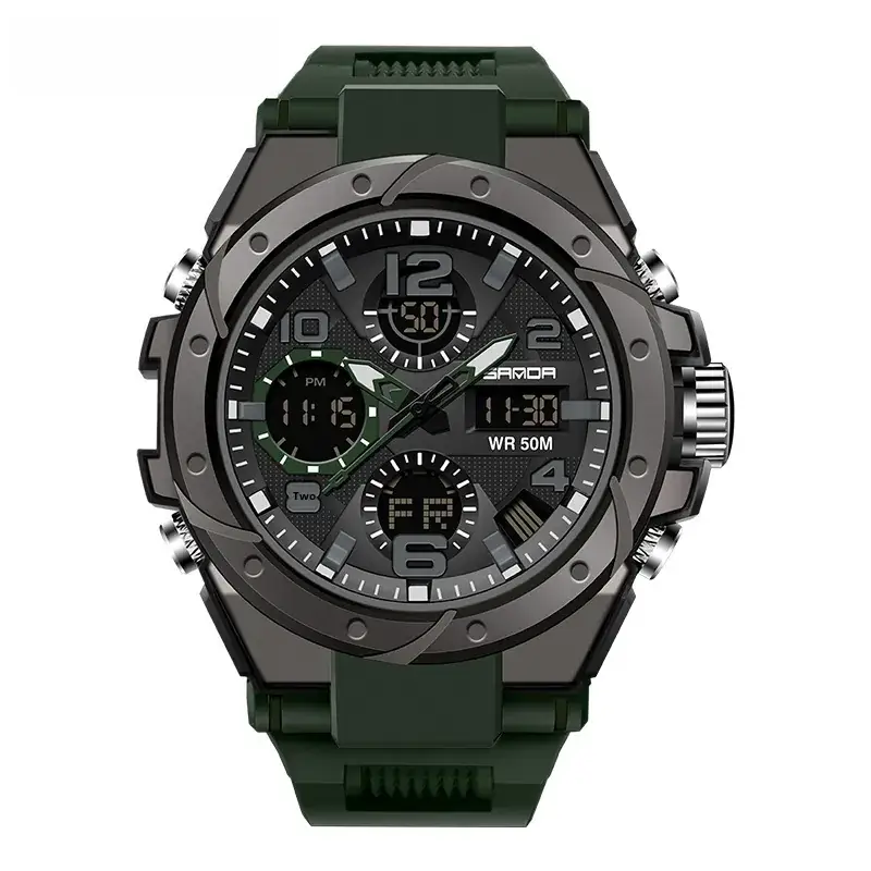Sanda Special Forces Men's Green Digital Watch with Dual Display - Image 12