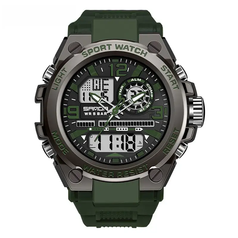 Sanda Special Forces Men's Green Digital Watch with Dual Display - Image 18