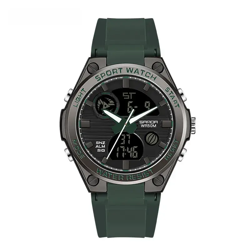 Sanda Special Forces Men's Green Digital Watch with Dual Display - Image 26