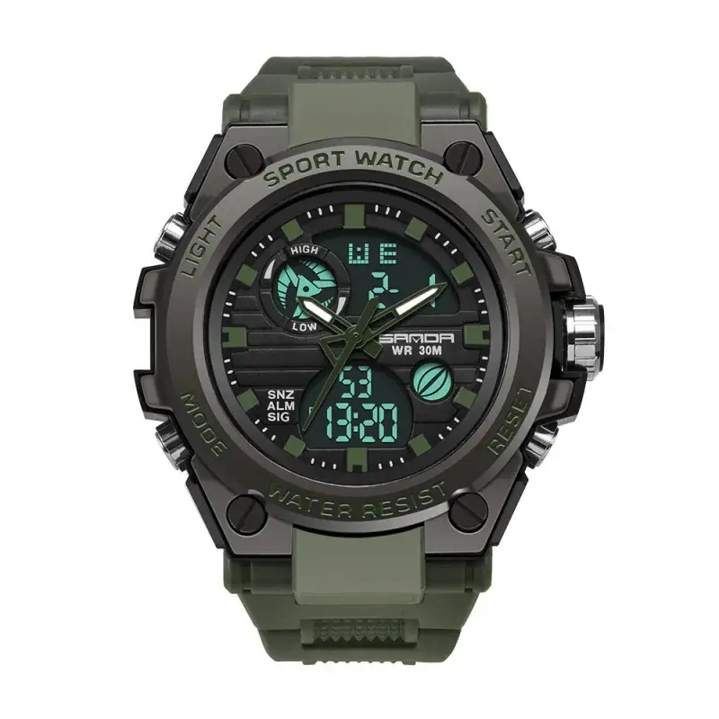 Sanda Special Forces Men's Green Digital Watch with Dual Display - Image 3