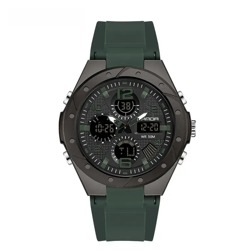 Sanda Special Forces Men's Green Digital Watch with Dual Display - Image 36