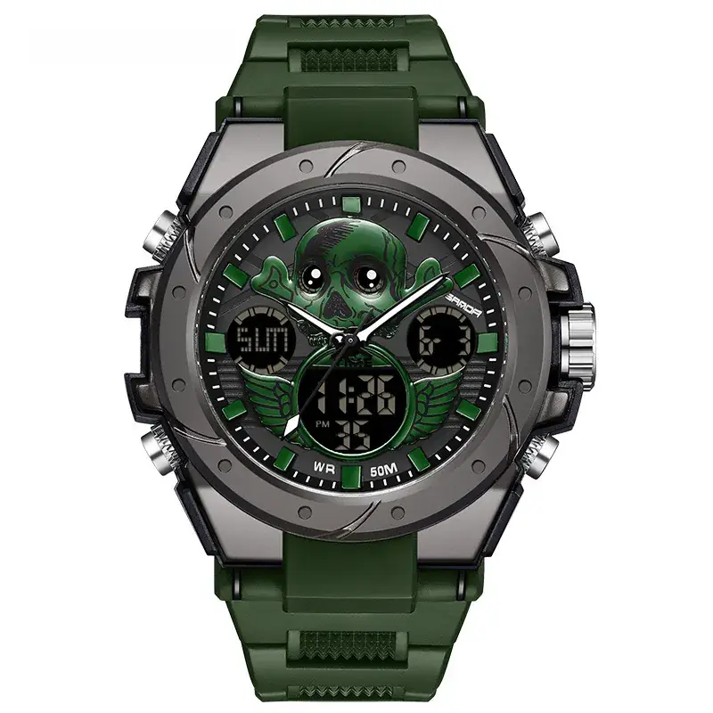 Sanda Special Forces Men's Green Digital Watch with Dual Display - Image 48