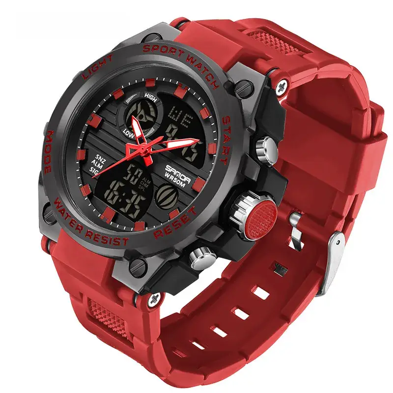 Sanda Special Forces Men's Green Digital Watch with Dual Display - Image 6