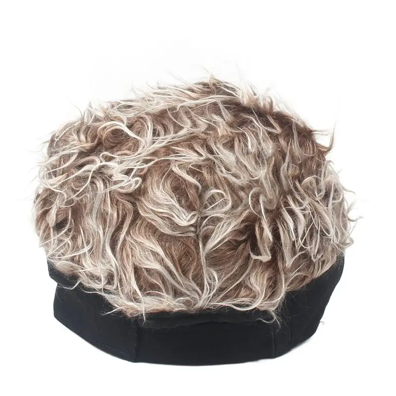 White Wool Faux Fur Beanie Cap for Men Women