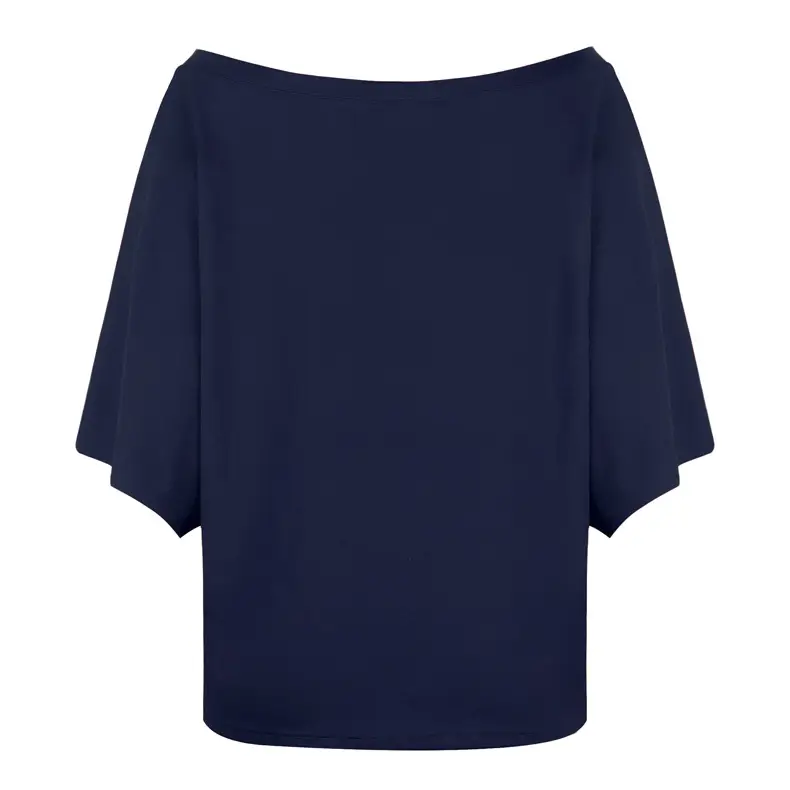 Women's Navy White Anchor Printed One Shoulder T-Shirt — feature 19
