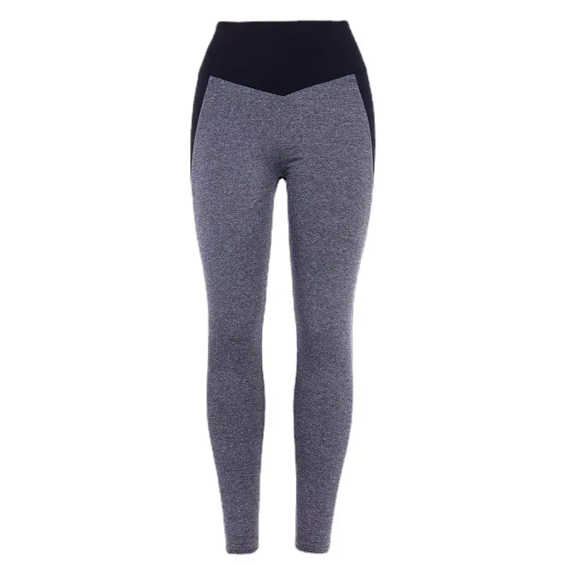 High Waist Hip Stretch Tight Sports Yoga Leggings Grey Black - Image 6