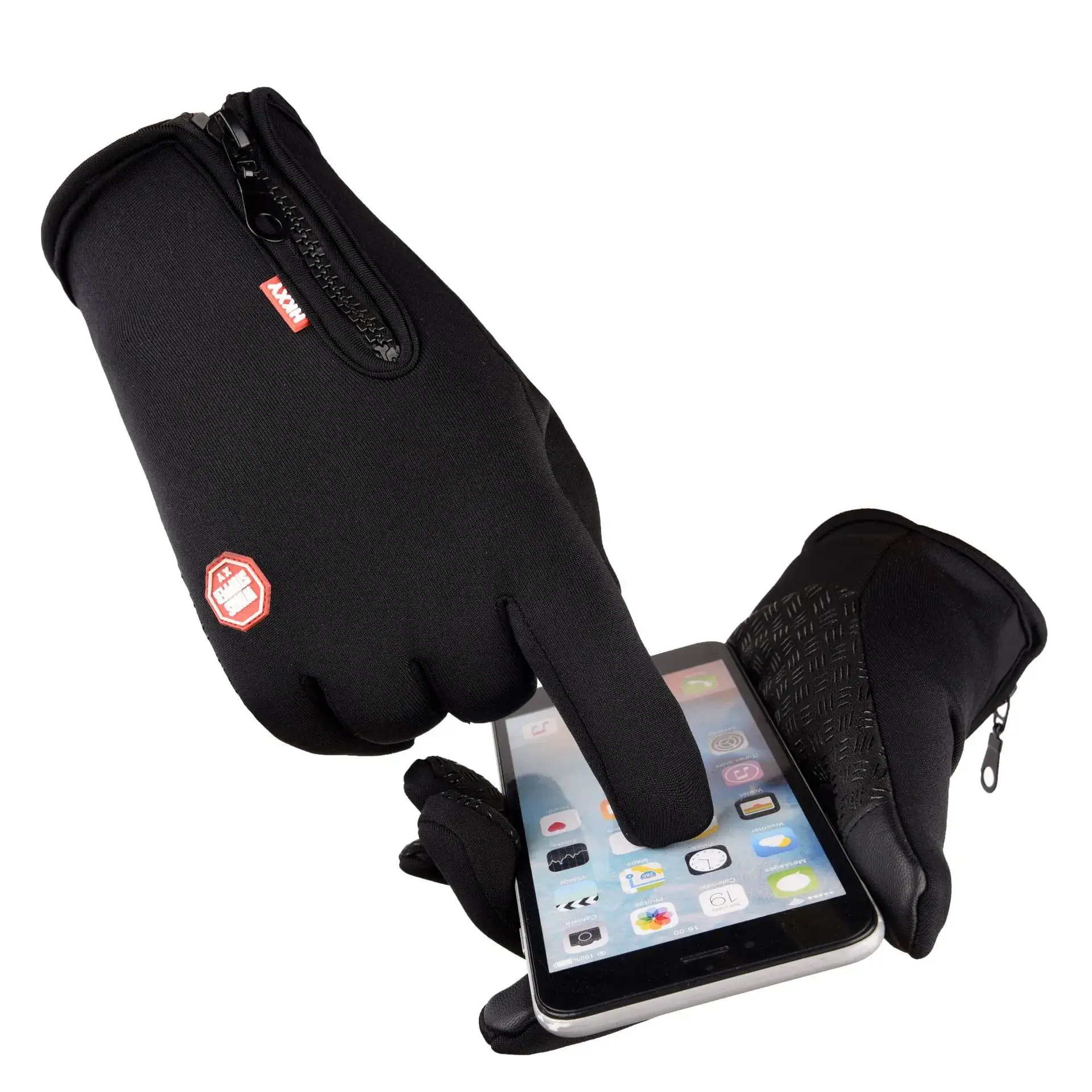 Fleece Touch Screen Cycling Gloves Black - Image 4