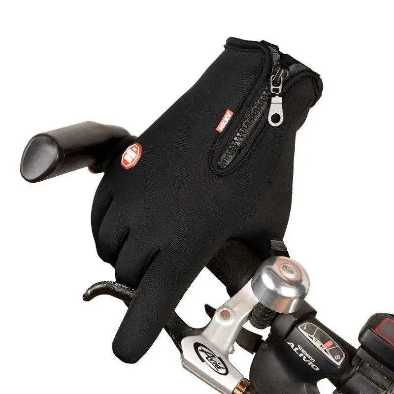 Fleece Touch Screen Cycling Gloves Black - Image 5