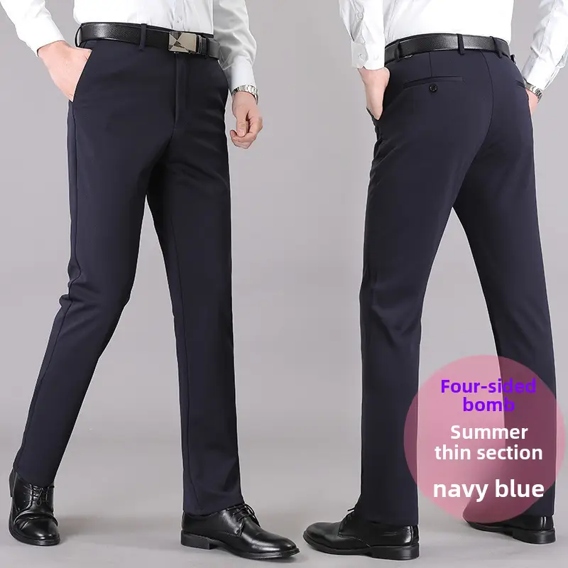 Men Summer Thin Section Pants Gray Elastic Waist - Image 18