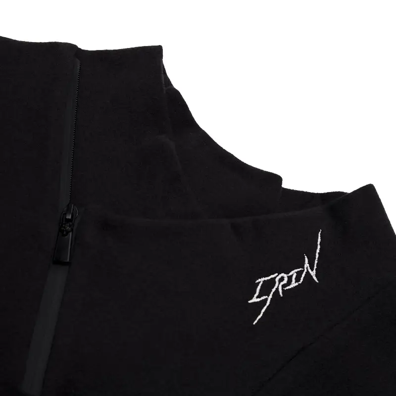 Men Black Cotton Half-Turtleneck Zipper T-Shirt Plus Size - Image 3