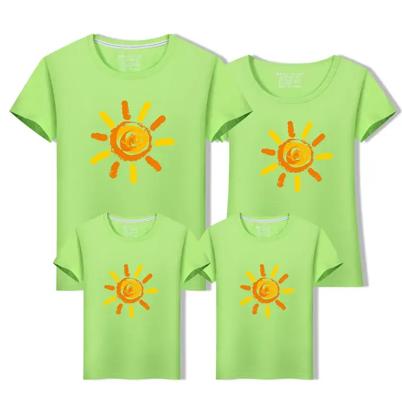 2019 Summer Sun Print Kids T-Shirt Set Red - Image 7