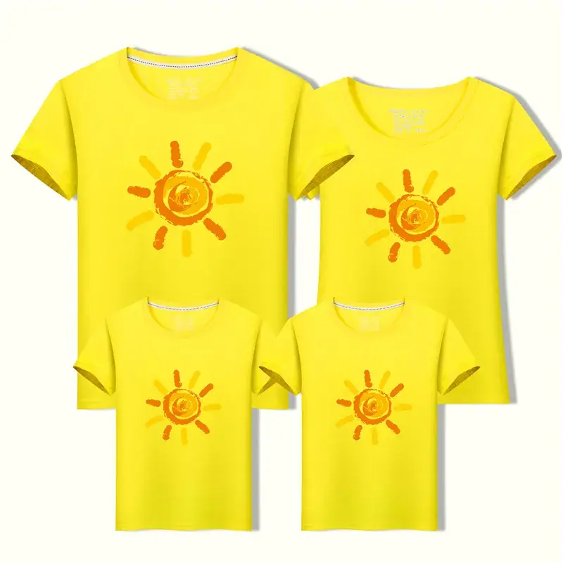 2019 Summer Sun Print Kids T-Shirt Set Red - Image 2