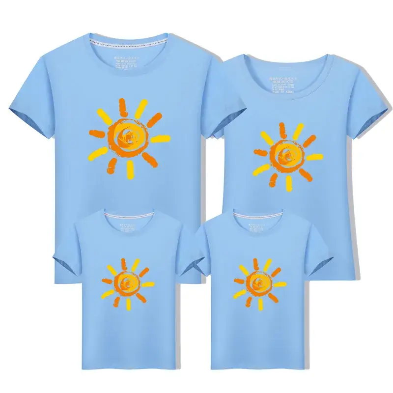 2019 Summer Sun Print Kids T-Shirt Set Red - Image 6