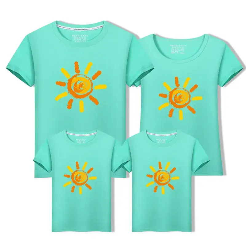 2019 Summer Sun Print Kids T-Shirt Set Red - Image 10