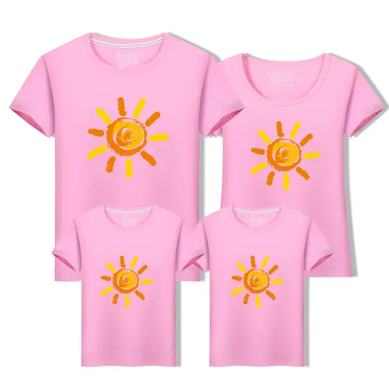 2019 Summer Sun Print Kids T-Shirt Set Red - Image 5