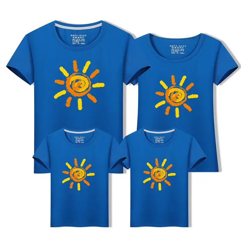 2019 Summer Sun Print Kids T-Shirt Set Red - Image 8
