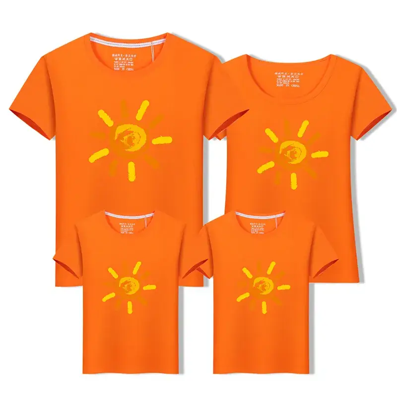 2019 Summer Sun Print Kids T-Shirt Set Red - Image 9