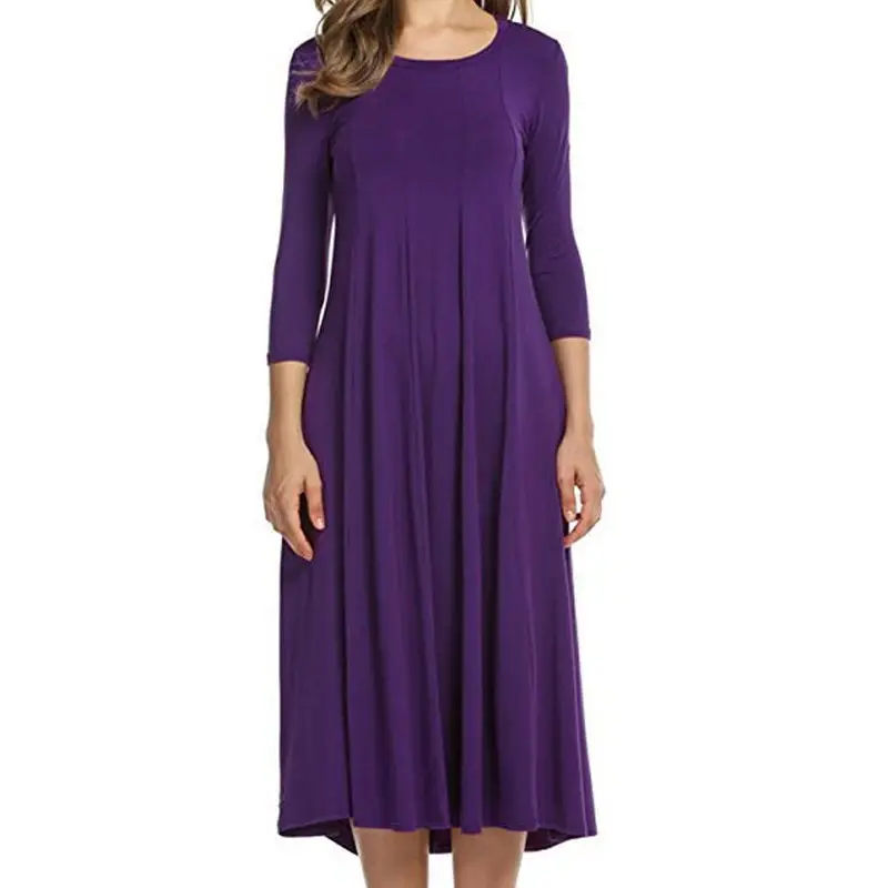Purple Long Sleeve Round Neck Dress for Women Large - Image 18