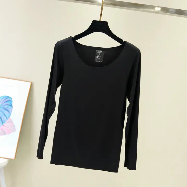 Grey Long Sleeve Round Neck T-Shirt for Women - Image 15