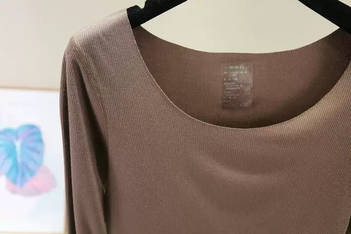 Grey Long Sleeve Round Neck T-Shirt for Women — feature 29