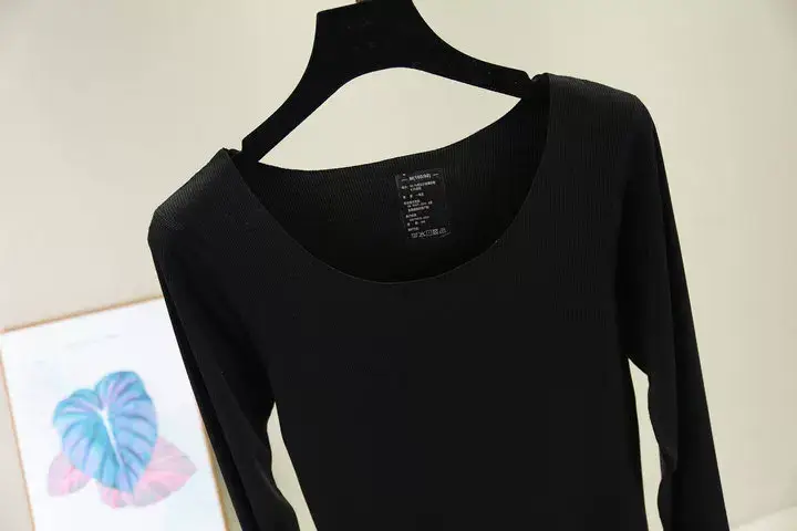 Grey Long Sleeve Round Neck T-Shirt for Women — feature 32