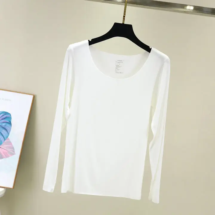 Grey Long Sleeve Round Neck T-Shirt for Women - Image 3