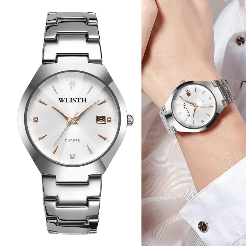Walis Couple Watches Black Steel Band Waterproof Calendar Business Men's Watch Women's Steel Band Watch Trend Student Watch Wholesale - Image 7