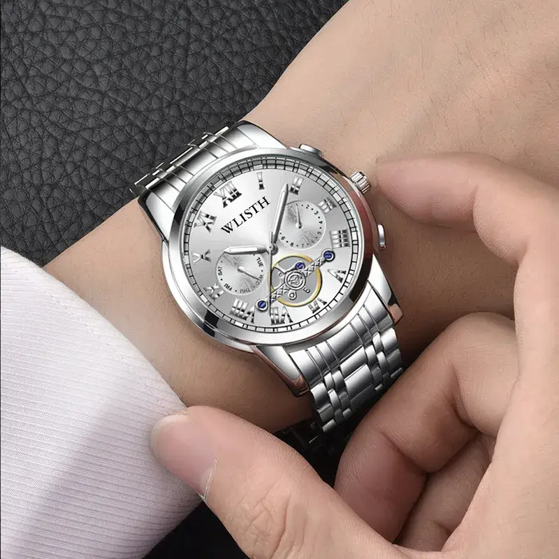 Men's Black Luxurious Quartz Belt Watch with Cross Body Design - Image 6