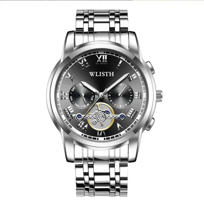 Men's Black Luxurious Quartz Belt Watch with Cross Body Design - Image 2