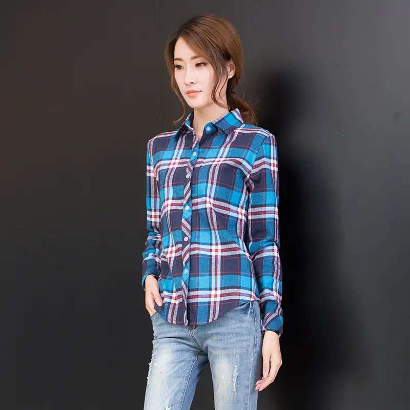 2023 Korean Style Plaid Cotton Shirt for Women - Image 3