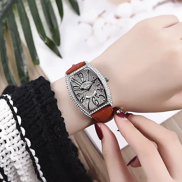 Purple Crocodile Leather Women's Quartz Watch with Diamond Face - Image 11