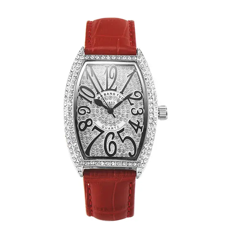 Purple Crocodile Leather Women's Quartz Watch with Diamond Face - Image 2