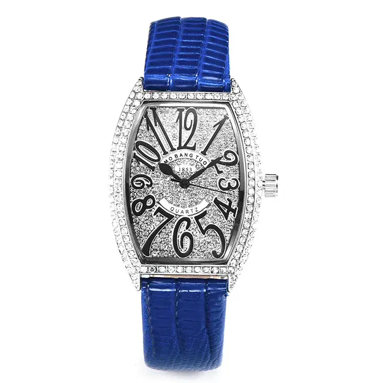 Purple Crocodile Leather Women's Quartz Watch with Diamond Face - Image 5
