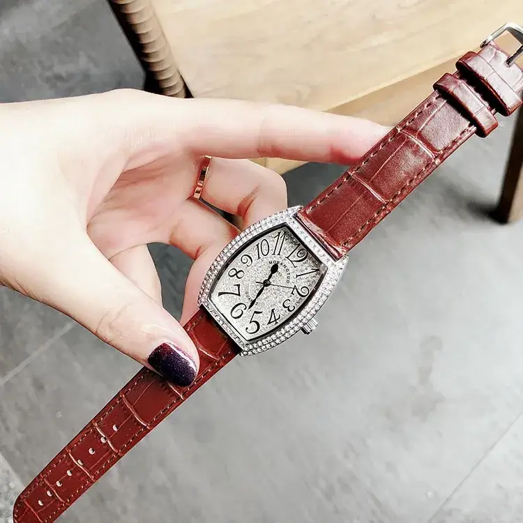 Purple Crocodile Leather Women's Quartz Watch with Diamond Face - Image 9