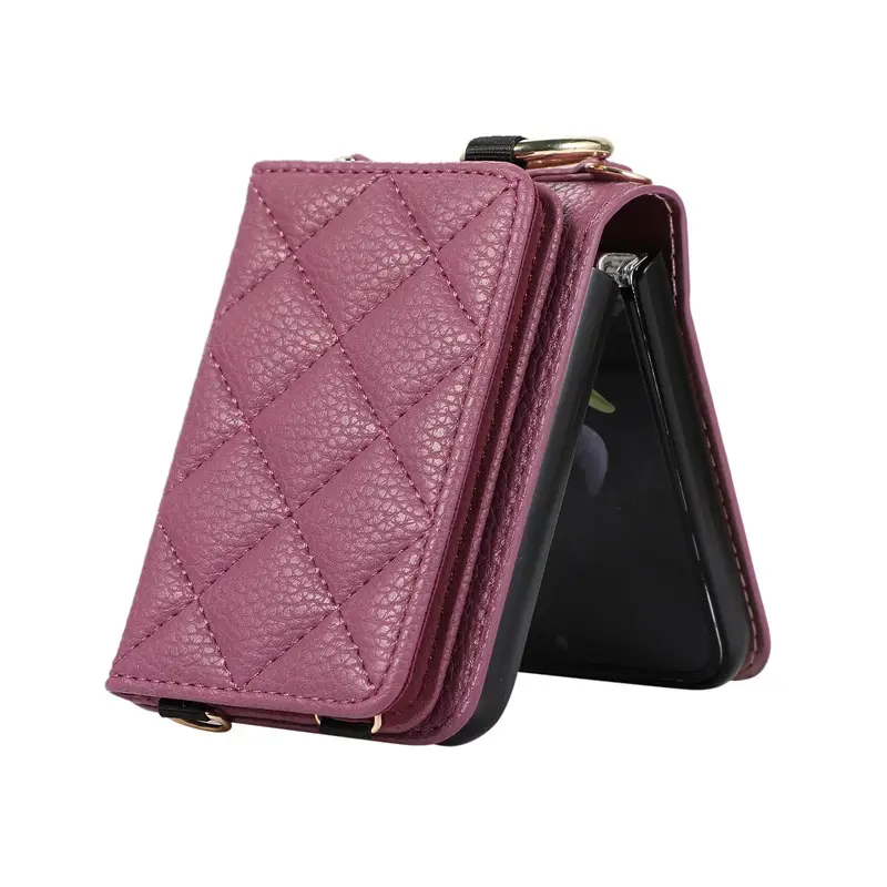 Blue Leather Zflip Phone Case with Ring Stand & Card Holder - Image 13