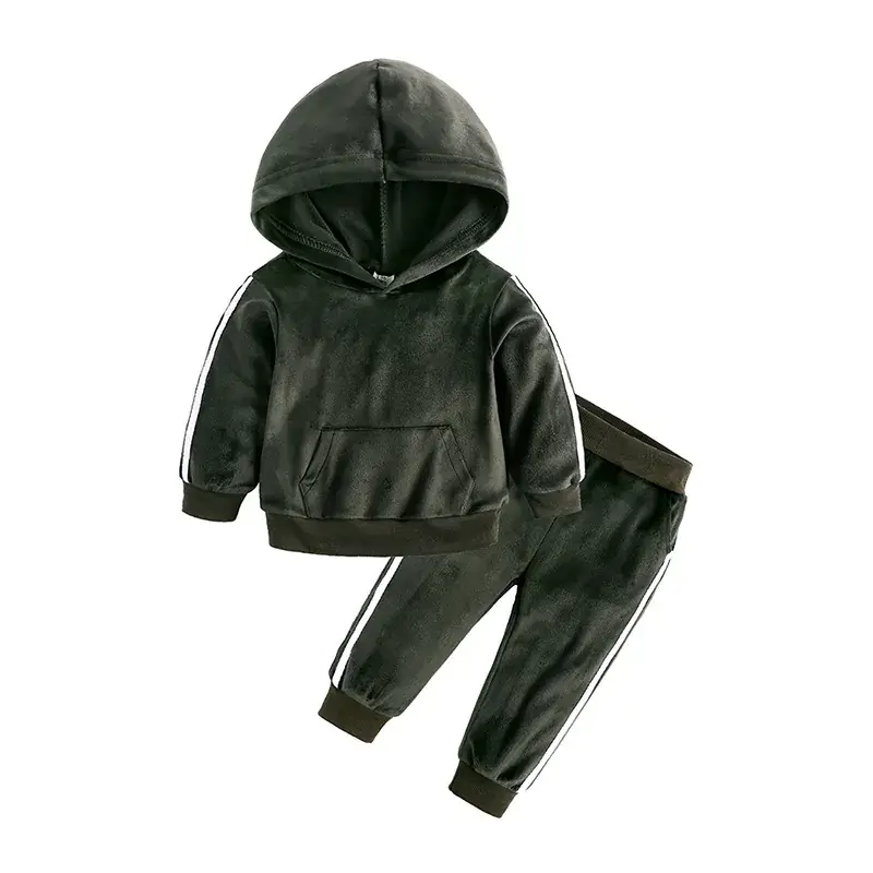 Children's Black Hoodie Track Suit Set Spring Autumn Wear - Image 7