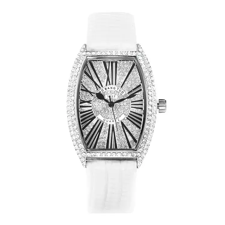 Women's Explosions Barrel Diamond Watch Brown Leather - Image 11