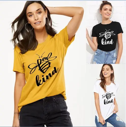Bees Kind T-Shirt Black Short Sleeve Europe USA - Image 3